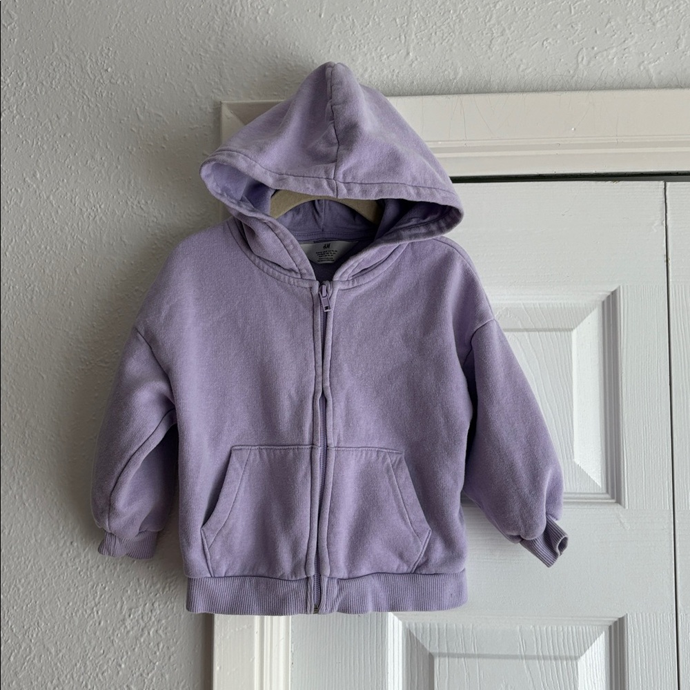 H&M toddler girl light purple zip hoodie sweater
